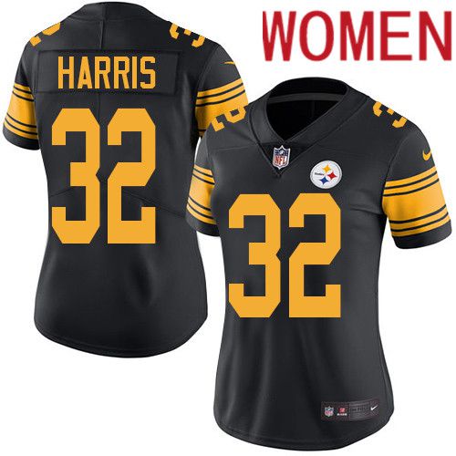 Women Pittsburgh Steelers #32 Franco Harris Nike Black Vapor Limited Rush NFL Jersey